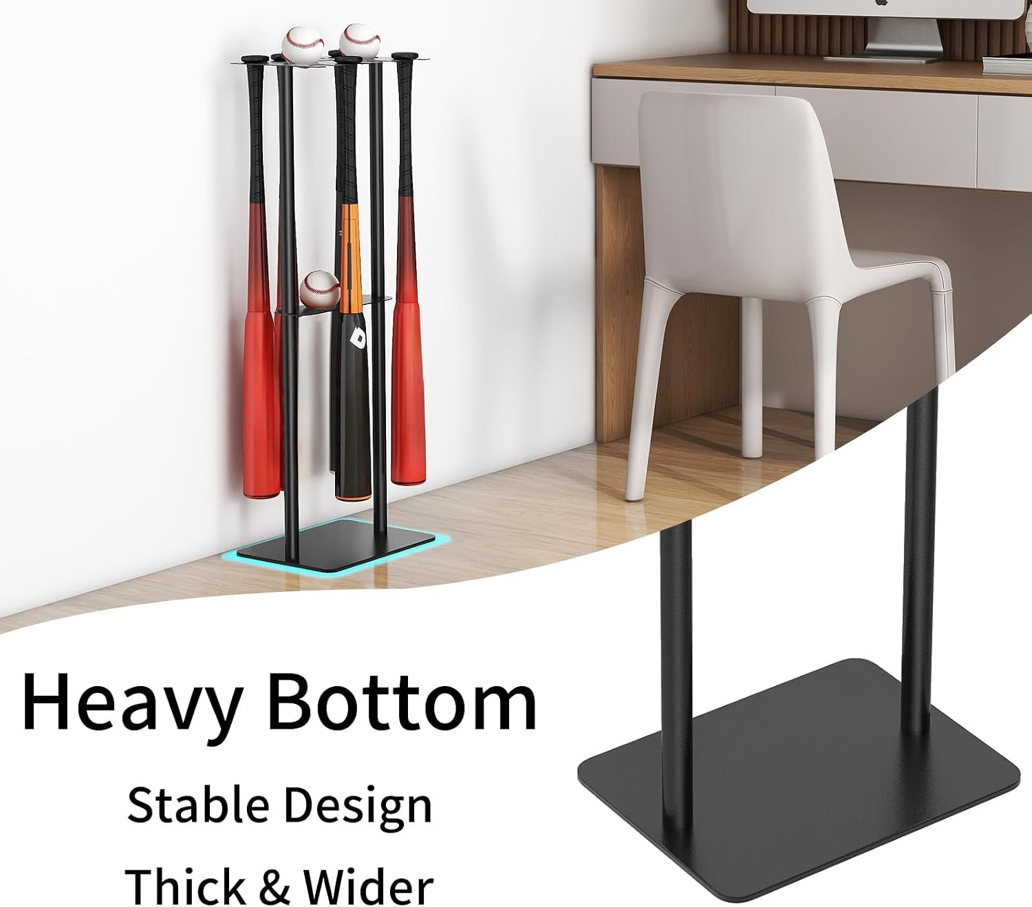 Baseball Bat Holder Stand, 8 Bats 5 Balls Softball Bat Display, Black | Free Standing, Baseball Storage Display, Living Room, Bedroom, Warehouse