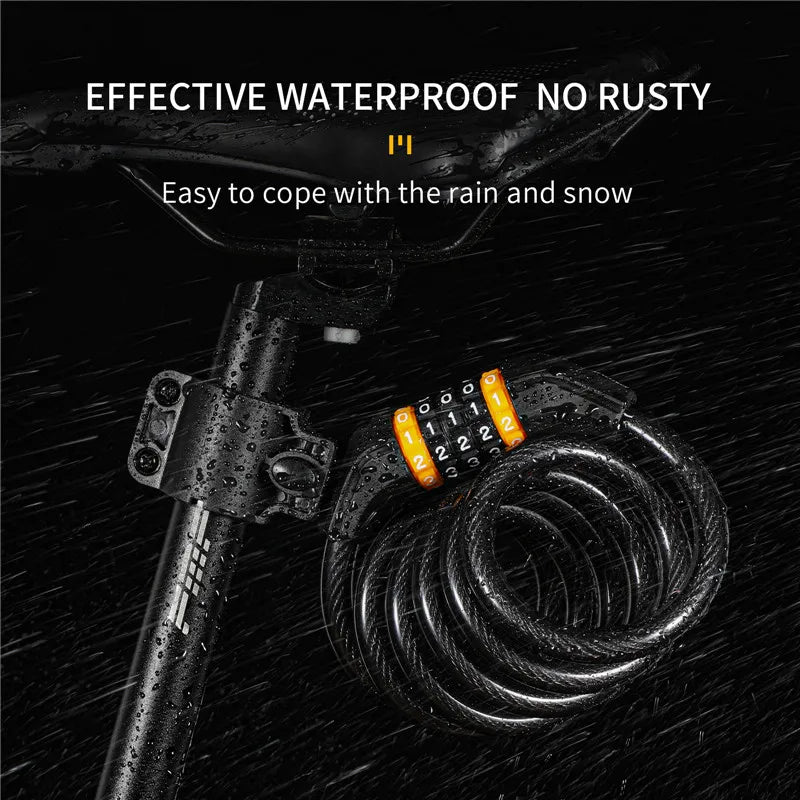 WEST BIKING Bike Cable Lock MTB Road Bike Anti-Theft Safety Password Bicycle Locks for Scooter Motorcycle Bike Accessories