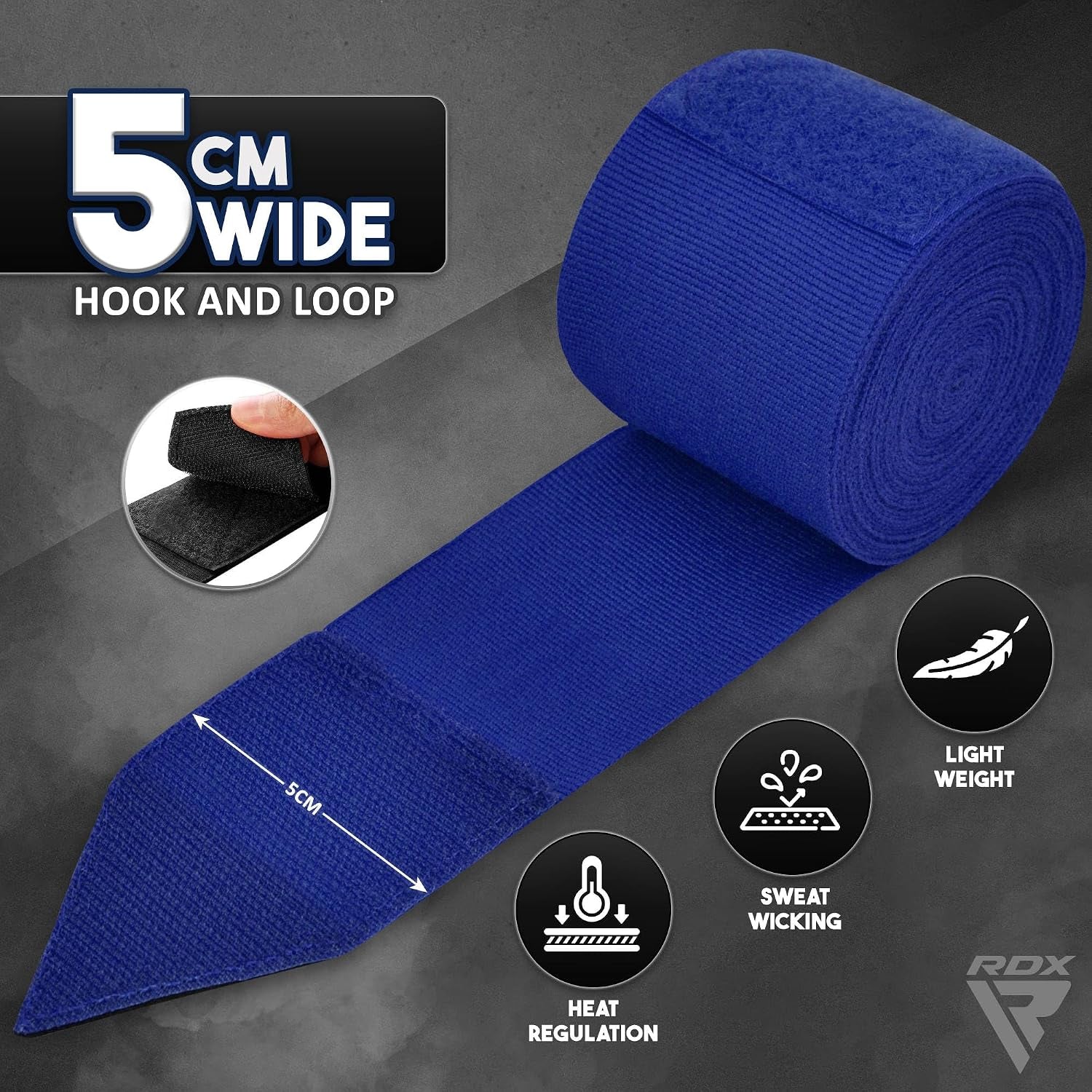 Boxing Hand Wraps 4.5M / 180 Inches – Mexican Style Semi-Elastic MMA Inner Gloves - Wrist Support for Muay Thai, Kickboxing, BJJ, Karate - Thumb Loop & Hook and Loop Closure - Cotton & Nylon Blend