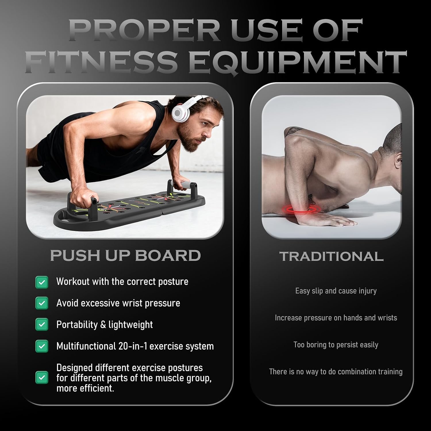 Push up Board Fitness, Portable Pushup Board for Men, Foldable Push up Bar, Workout Home Gym Equipment, 20 in 1 Exercise Pushup Handles for Floor, Strength Training Equipment for Men