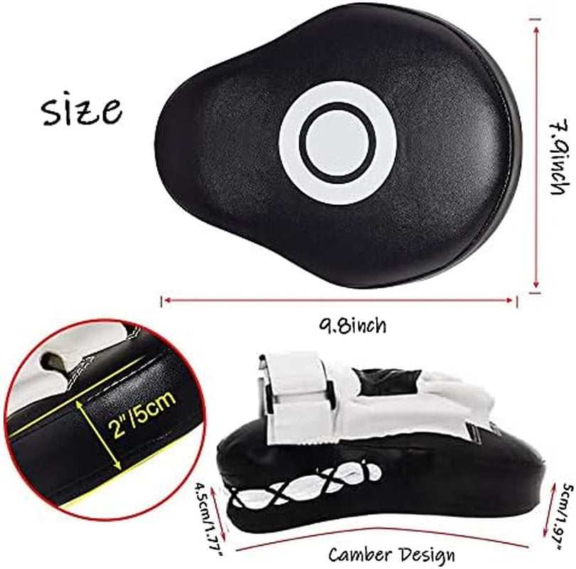Boxing Curved Focus Punching Mitts- Leatherette Training Hand Pads Karate Muay Thai Training Gloves with Adjustable Strap