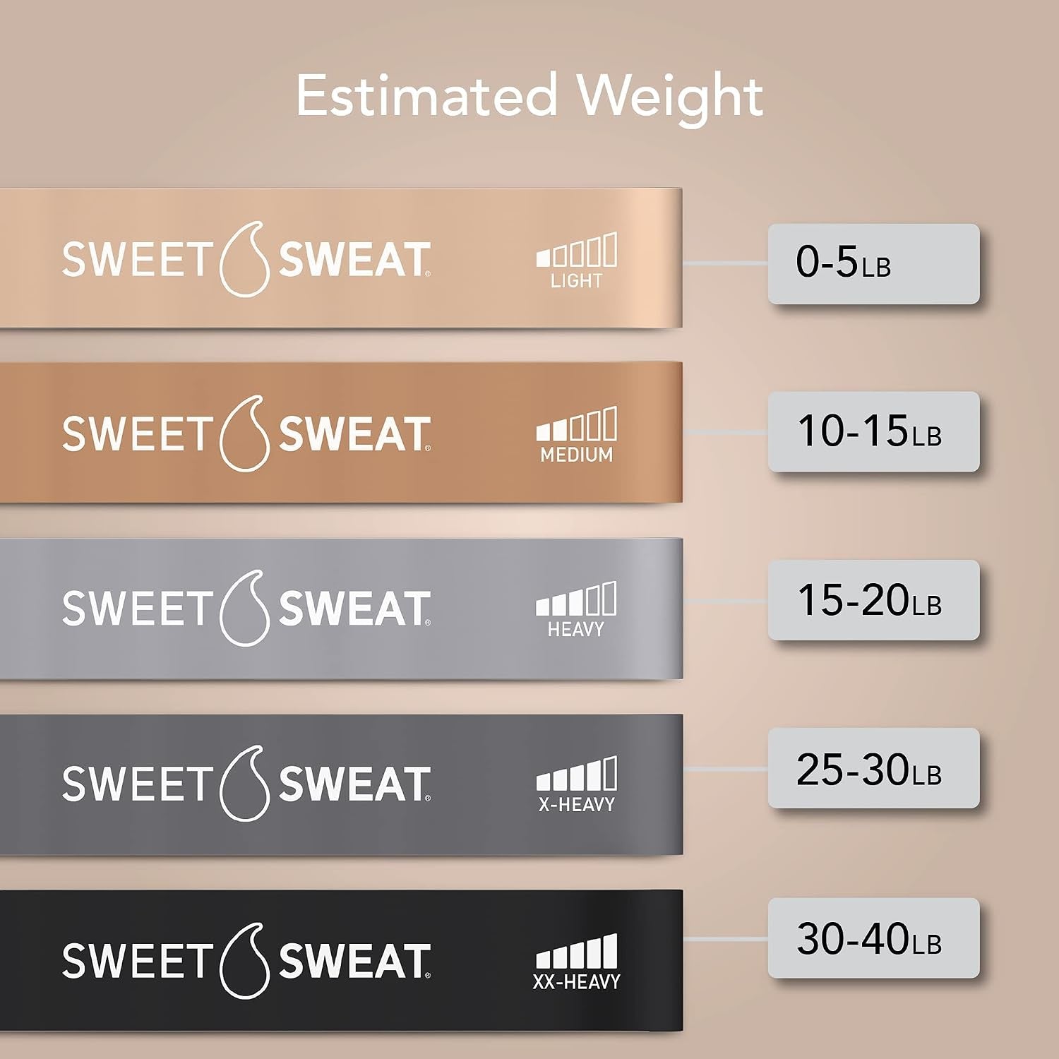 Sweet Sweat® Mini Loop Hip Bands with 5 Levels of Resistance (Toned) | Hip Booty Bands for Squats Lunges Physical Therapy Yoga Pilates Rehab and Home Workout | Non-Latex Elastic Bands W/ Carry-Bag