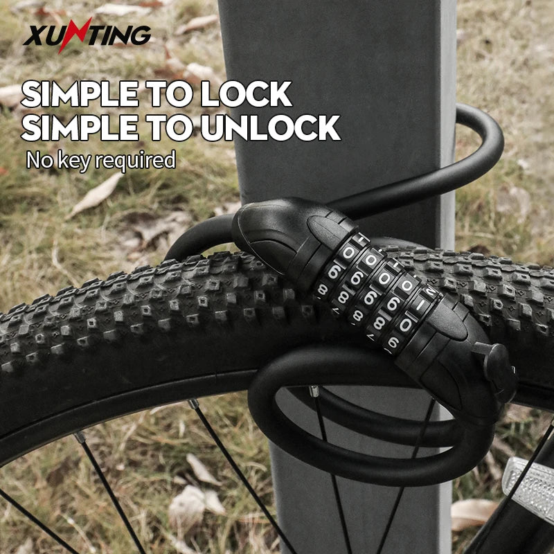 Xunting 54Cm/78Cm/110Cm Bike Lock Electric Password Steel Wire Cable Lock Combination for Anti-Theft Lockscycling Accessories