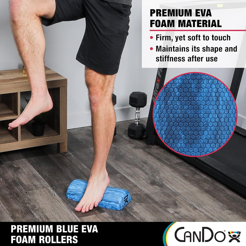 Premium Blue Marble EVA Foam Roller for Muscle Restoration, Massage Therapy, Sport Recovery and Physical Therapy 6" X 12" Half-Round