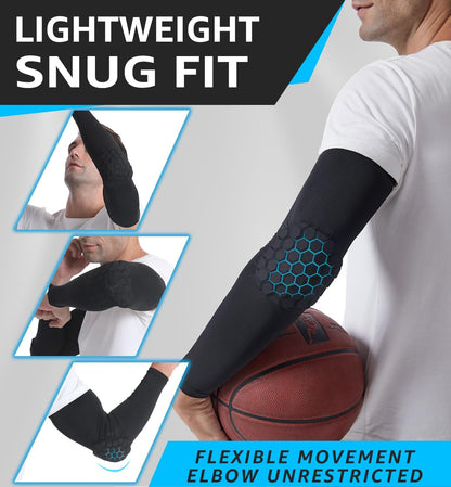 Elbow Pads Elbow Brace, Basketball Shooter Sleeves Arm Compression Sleeve Collision Avoidance Elbow Pad for Cycling Football Volleyball Baseball, Youth Adult Women Men ((Pair) Black, L)