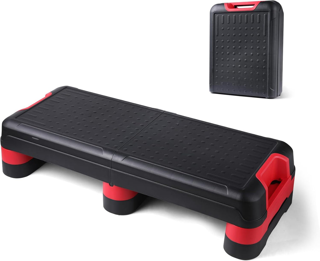 33.5" Foldable Aerobic Step Platform for Home Workout, 3 Heights | Height-Adjustable, Step up Box Exercise Stepper, Space-Saving Cardio Equipment for Complete Fitness, Office Indoor Gym Use