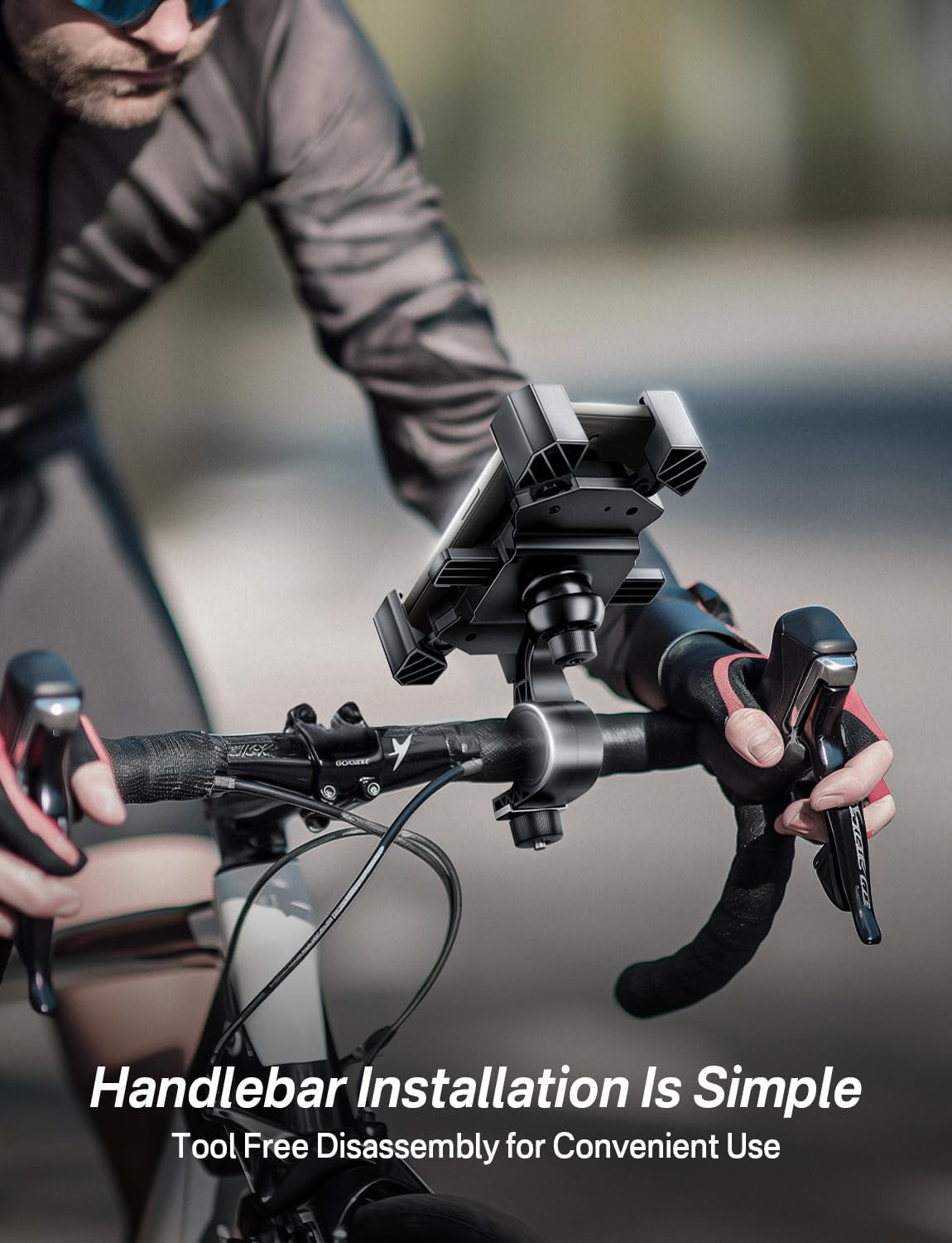Bike Phone Holder Handlebar,Motorcycle Phone Mount,Atv Cell Phone Clamp,Scooter Phone Clip for Iphone 15 Promax14 13 12Plus, Samsung S24 Ultra S23 and More 4.7"" to 7.0"" Inch Phone