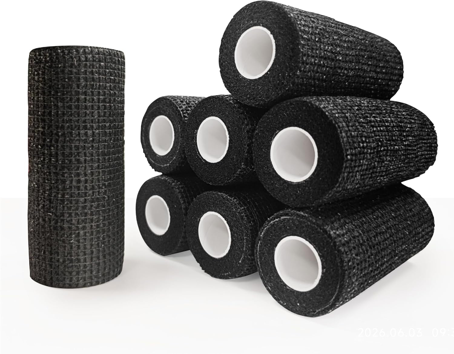 4" X 5Yd Self Adhesive Bandage Wrap Non-Woven Elastic Sports Tape | 8-Pack Medical Vet Wrap Cohesive Bandage Wrap Breathable, Waterproof, for Wrist Ankle Tattoo Grip, Black