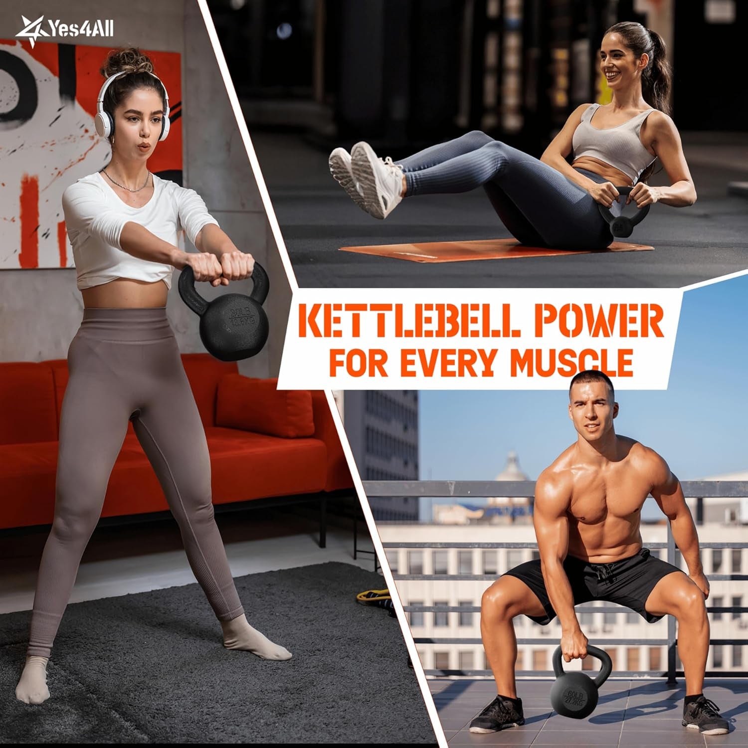 Cast Iron Kettlebell, Strength Training Kettlebells 5-80 Lb (5,10,15,20,25,30,35,40,45,50,60,70,80 Lb) for Full Body Workout, Push Up, Strength Training - Single & Kettlebell Set of 2 for Men