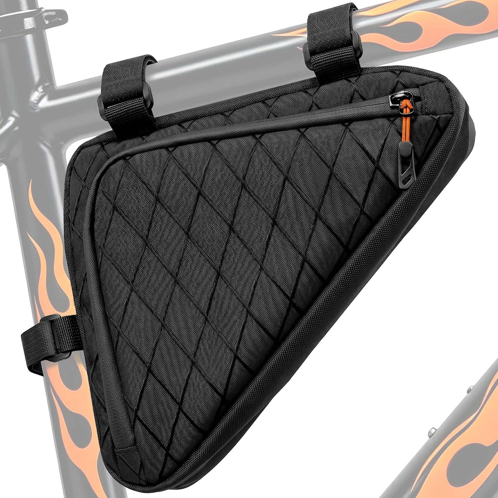 Bike Frame Bag,Bicycle Triangle Bag with Waterproof Zippers,Bicycle under Seat Tool Accessories Pouch for Mountain Road Bikes Triangle Cycling Storage Bags Black