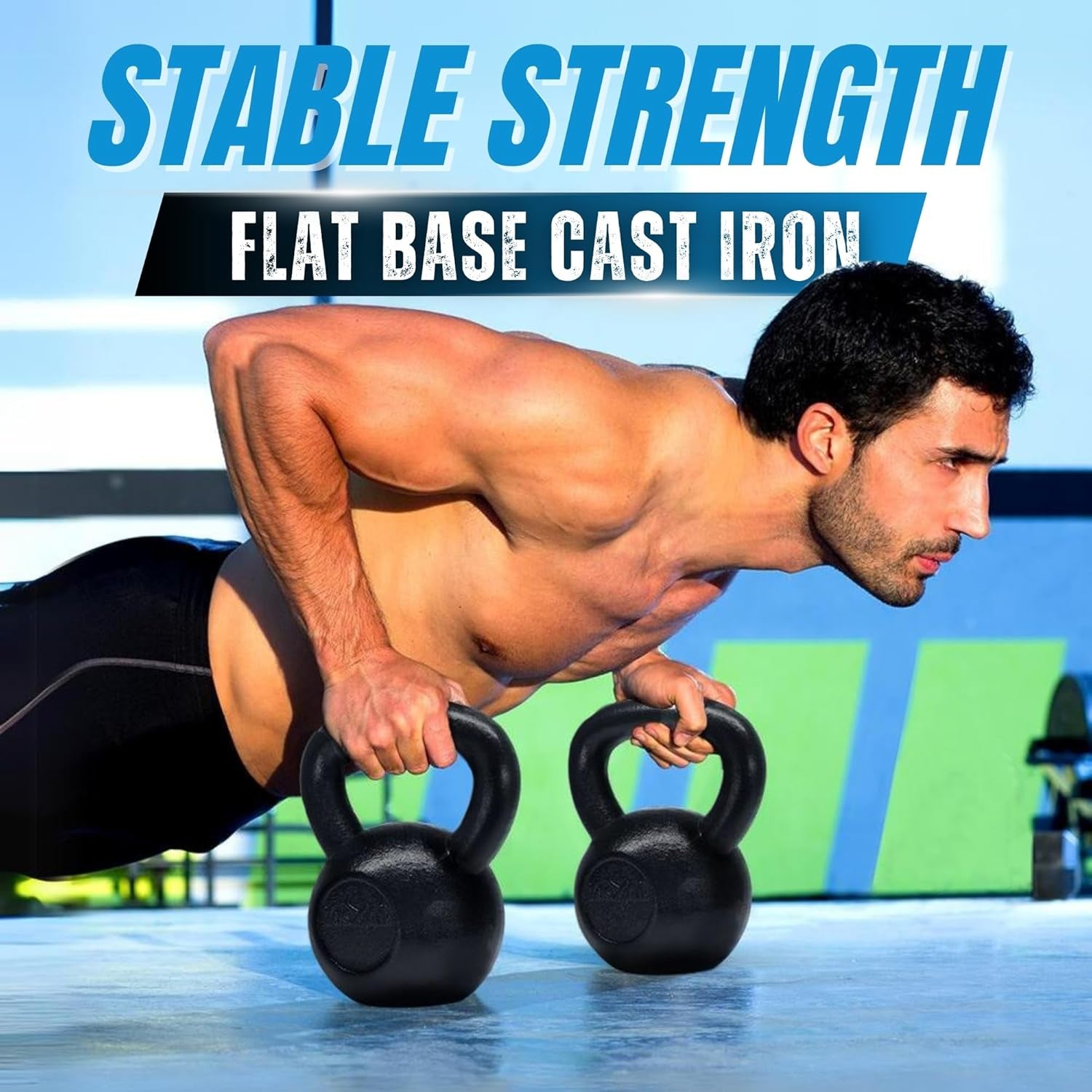 Kettlebell Sets, 5 - 10 - 15 - 20 - 25 - 30 LB Cast Iron Strength Training Kettlebells, Wide Handles & Flat Bottom, Multi-Level from Beginners to Pros for Strength Training & Home Gym