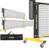 Pickleball Net with Ball Collector, Wheels, 22FT & 11FT Size | Portable 2-In-1 Pickle Ball Net with Carry Bag, Steady Metal Frame for Outdoor Indoor Backyards, Driveway