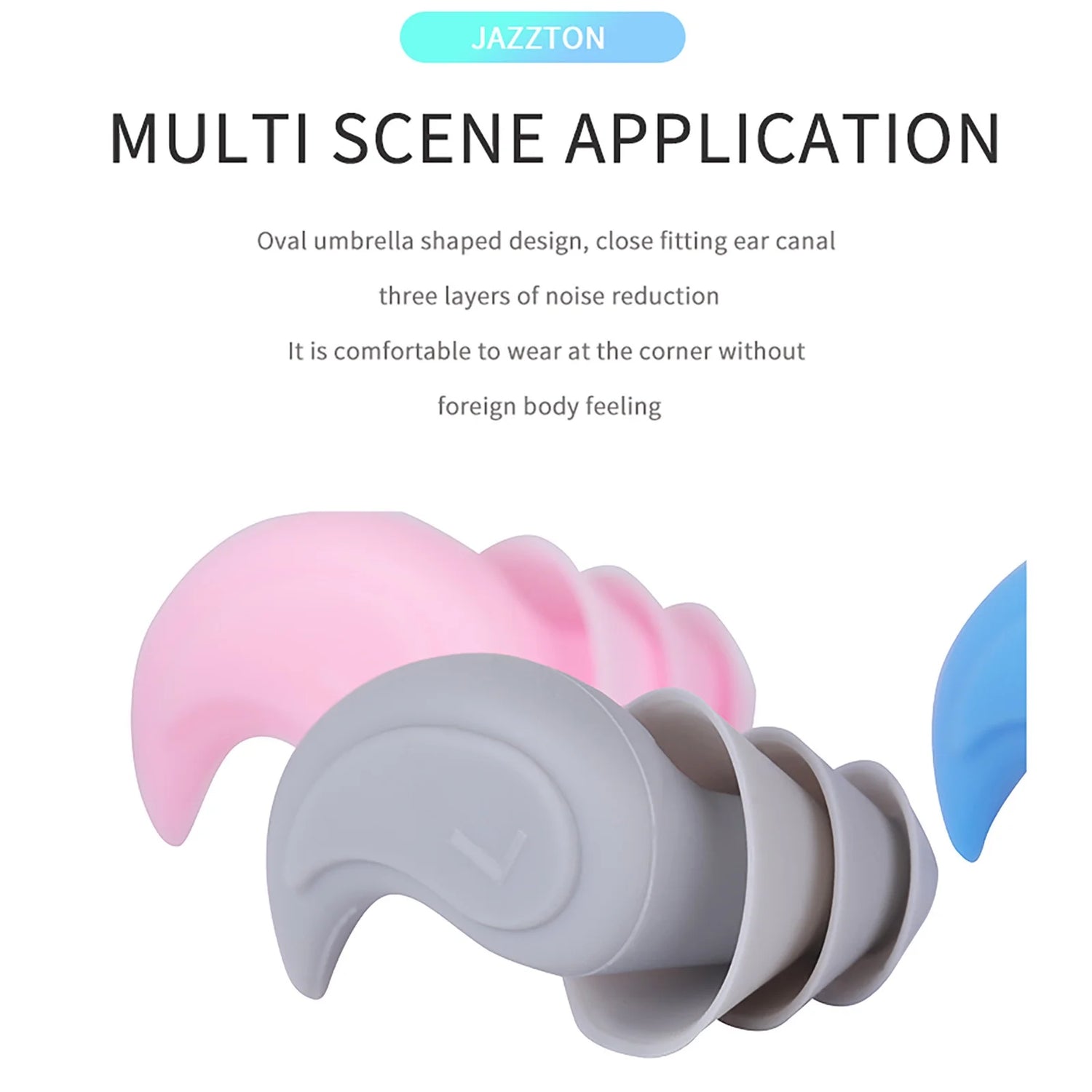 Waterproof Swimming Ear Plugs for Adults, Reusable Soft Silicone Swim Earplugs for Surfing, Diving, Pool, Showering and Other Water Sports, Keep Water Out and Ear Protection
