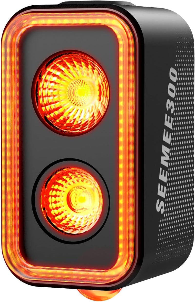 SEEMEE 300/400 Bike Taillight,300/400 Lumen Bike Tail Light,360° Visible Smart Brake Sensor IPX6 Waterproof Rear Bike Light for Night Riding