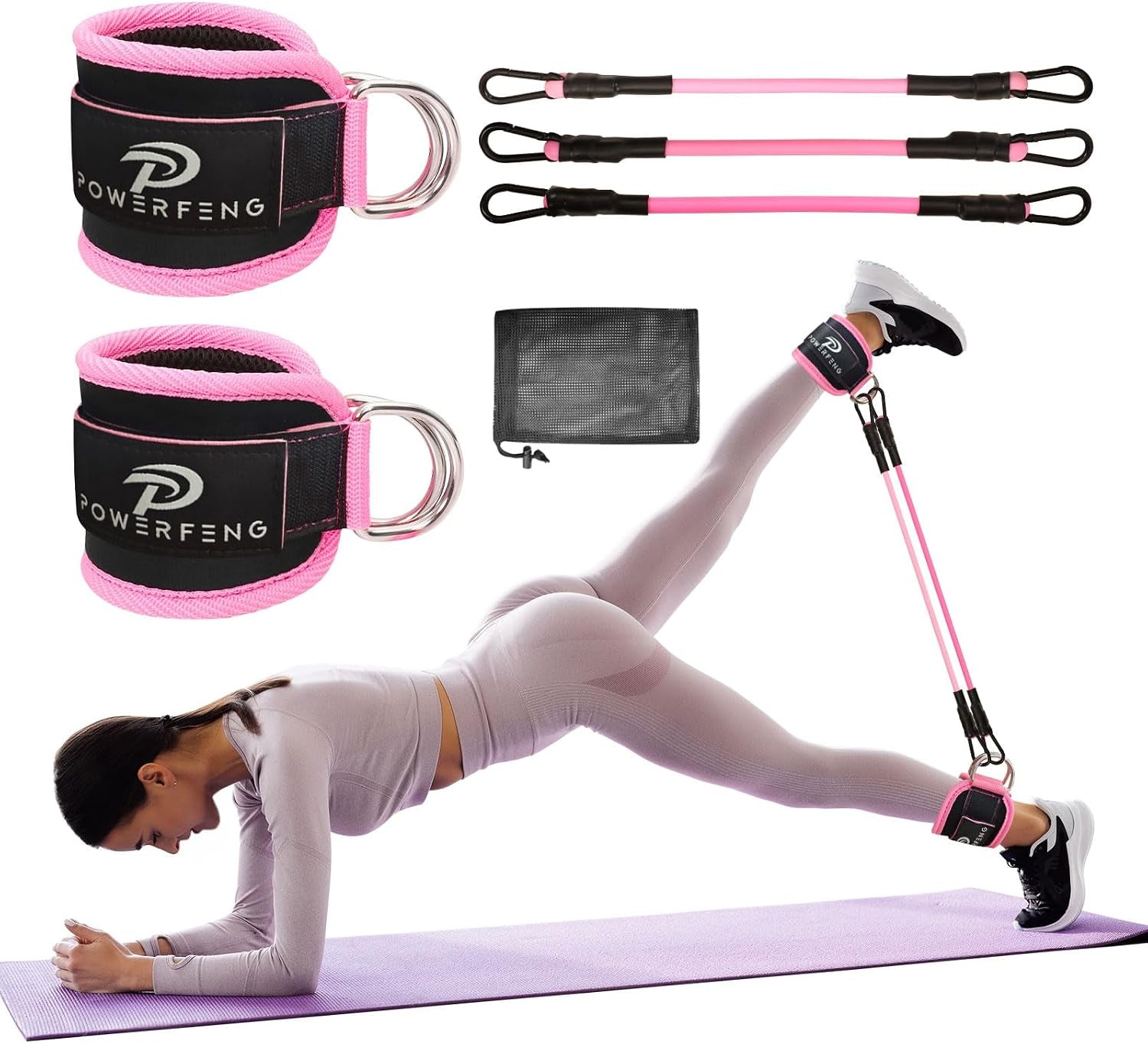 Ankle Resistance Bands with Cuffs: Women Ankle Strap Band for Working Out - Ankle Resistance Bands for Glutes Hip & Leg Butt Training Workout Exercise Equipment