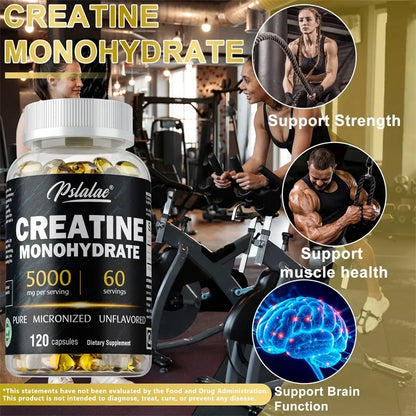 Creatine Monohydrate - Boost Muscle Strength, Promote Muscle Growth, Improve Athletic Performance, Vegetarian, Gluten-Free
