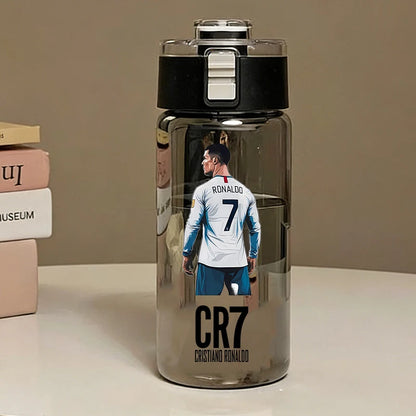 600ML CR7 Sports Water Bottles Cartoon Football Star Ronaldos Large Water Cups New Outdoor Transparent Drinking Bottle Kids Gift