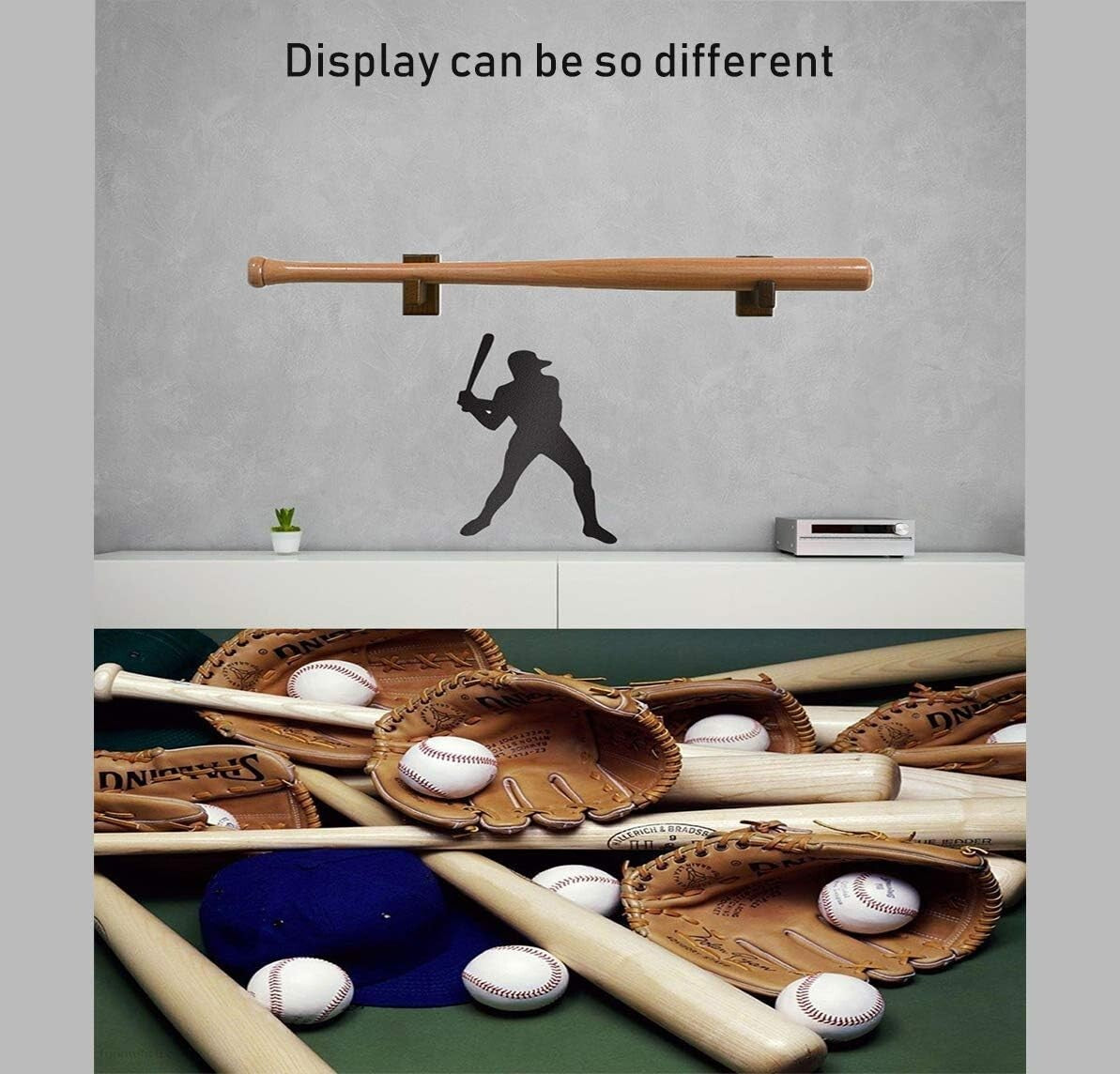 Baseball Bat Display Case Wall Mount Bat Holder Hanger Solid Ash Tree Handmade