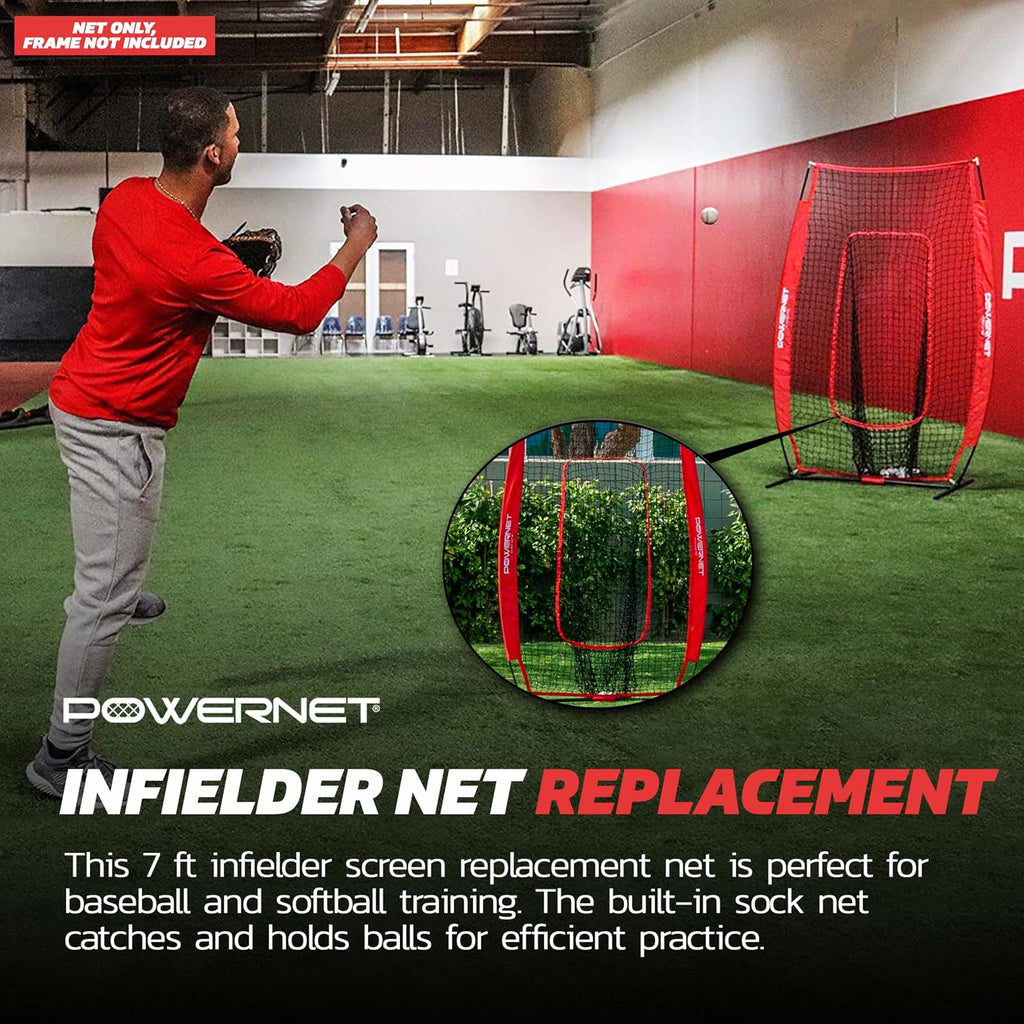 4X7 FT Portable Infielder Training NET ONLY, Softball Baseball Replacement Practice Net for Pitching and Hitting, Ball Catcher Pocket, 28 SQFT Protection, Team Colors