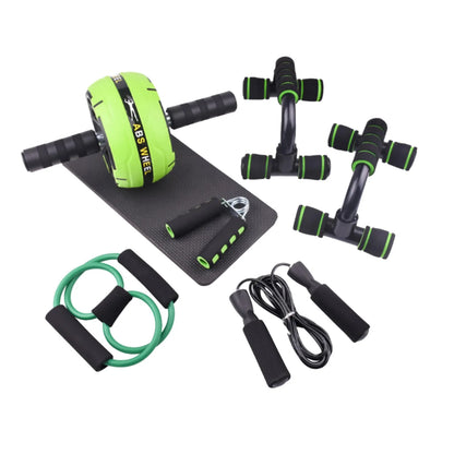 Abs Roller Wheel Indoor Fitness Equipment Set Home Gym Workout Chest Expander Green