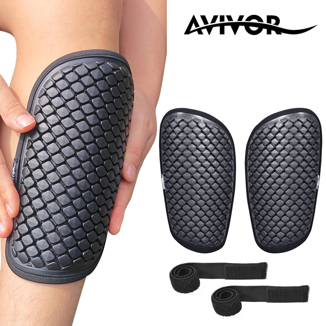 AVIVOR Soccer Shin Guards for Adults &amp; Youth, Breathable 3-Layer Protective Design, Multi-Sport Support for Football Match Day