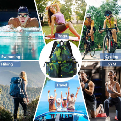 Mesh Swim Bags for Swimmers - Drawstring Backpack for Women Men Teen Swim Team G