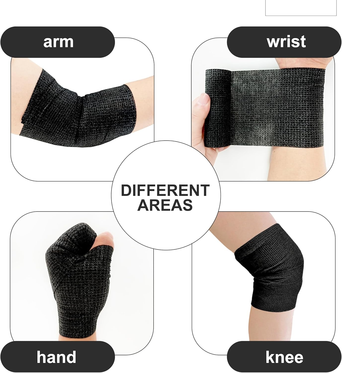 4" X 5Yd Self Adhesive Bandage Wrap Non-Woven Elastic Sports Tape | 8-Pack Medical Vet Wrap Cohesive Bandage Wrap Breathable, Waterproof, for Wrist Ankle Tattoo Grip, Black