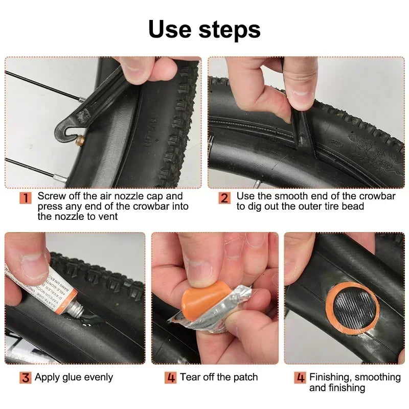 Bicycle Flat Tire Repair Kit Tool Set Portable Tyre Repair Rubber Patch Kit Glue Set Bike Inner Tube Puncture Patch Repair Tool