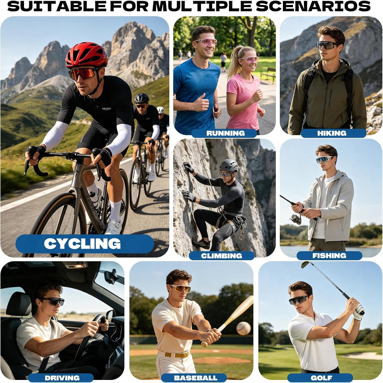 Photochromic Cycling Sunglasses for Men Women- Bike Sports Glasses | UV400 Protection TR90 Frame for Mountain Bike MTB Riding Safety