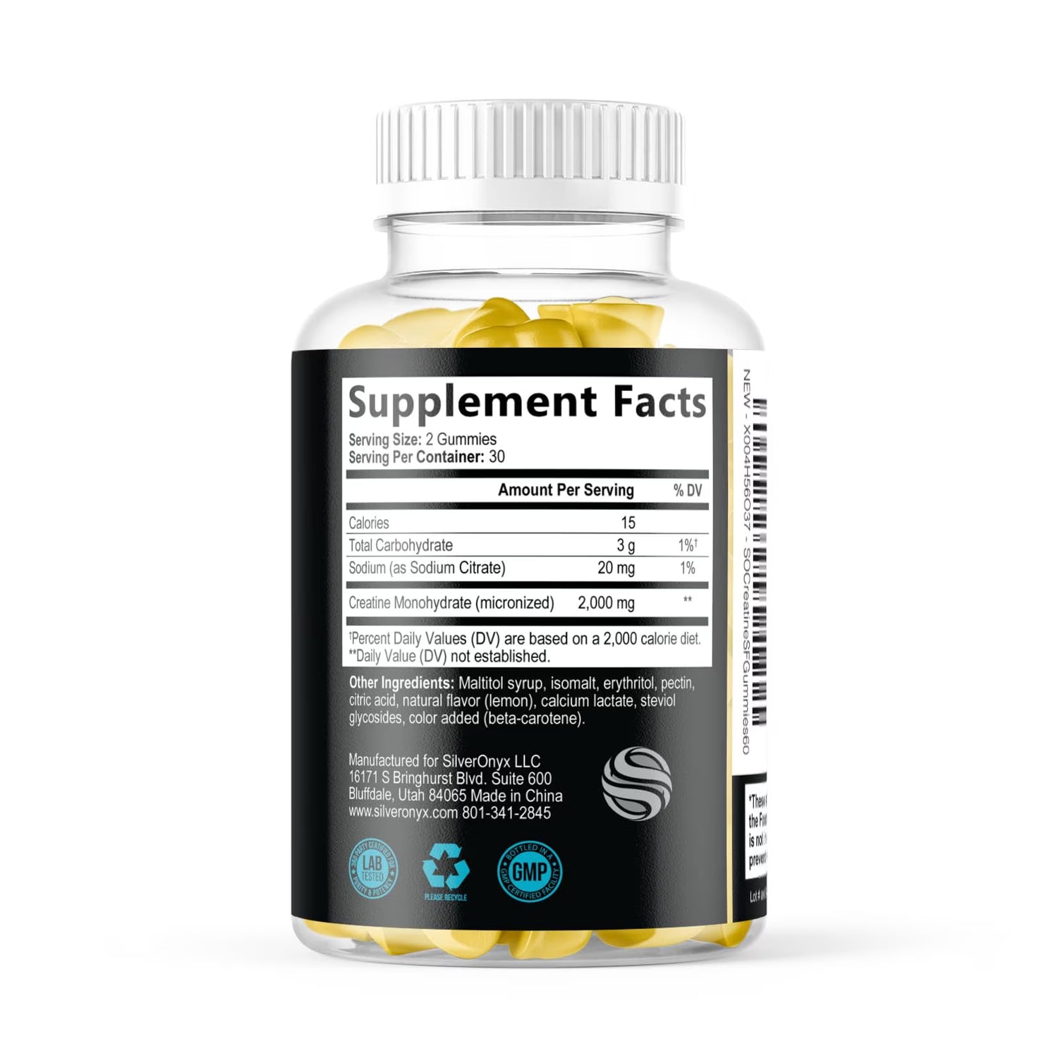 Creatine Gummies - 1G (1000Mg) per Gummy Creatine Monohydrate - Best Micronized, Sugar Free Creatine Chewable for Men &amp; Women - Supports Lean Muscle, Strength, Energy &amp; Endurance - 60 Lemon Gummies