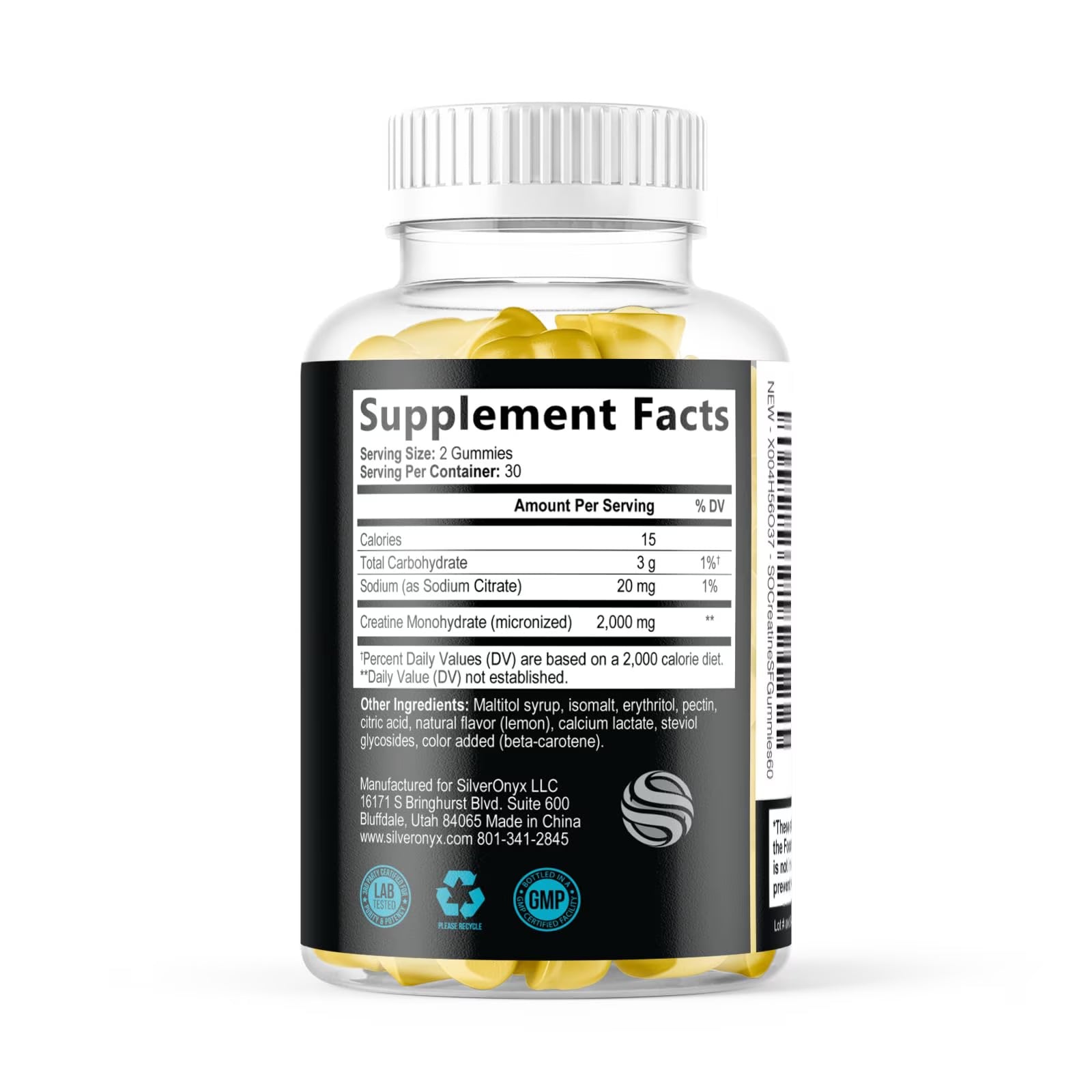Creatine Gummies - 1G (1000Mg) per Gummy Creatine Monohydrate - Best Micronized, Sugar Free Creatine Chewable for Men &amp; Women - Supports Lean Muscle, Strength, Energy &amp; Endurance - 60 Lemon Gummies