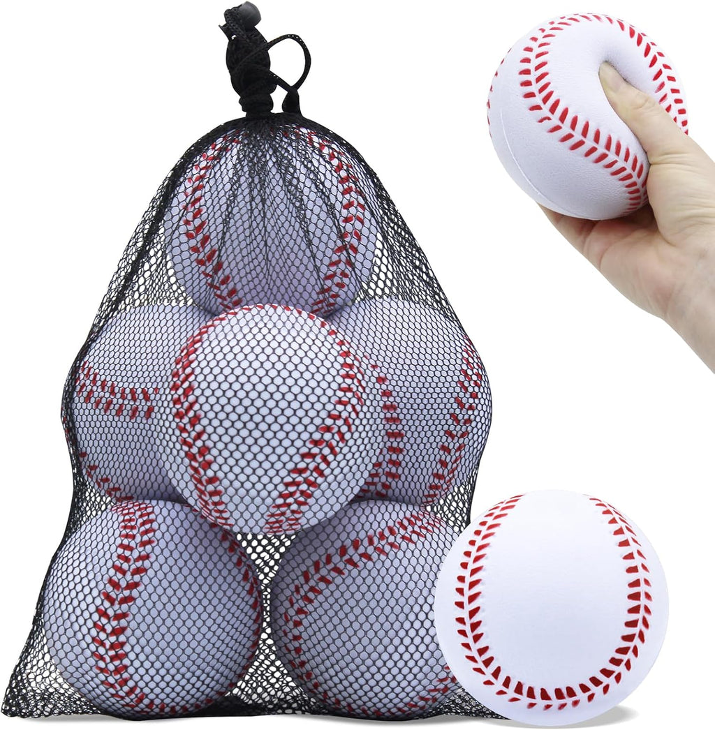 Foam Softballs,6 Pack 11 Inch Soft Softball for Beginner | Oversize Foam Baseballs with Mesh Bag for Indoor Outdoor Safely Training,Hitting Practice,Batting,Pitching,Unmarked