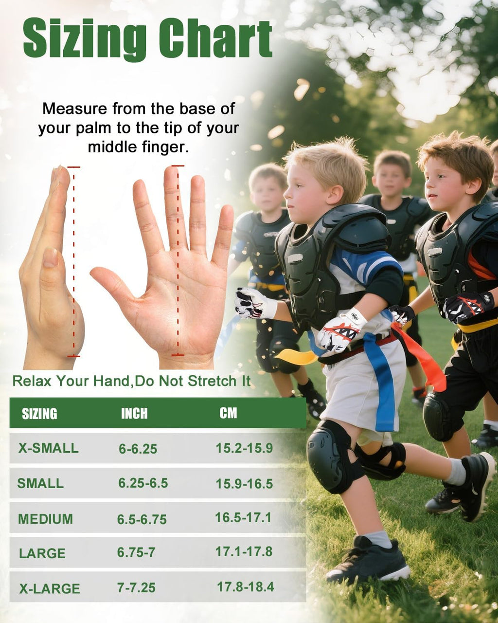 Youth Football Gloves, Non-Slip Kids Football Gloves with Super Sticky Grip Palm, Breathable Wide Receiver Glove Best Gifts for Boys Girls