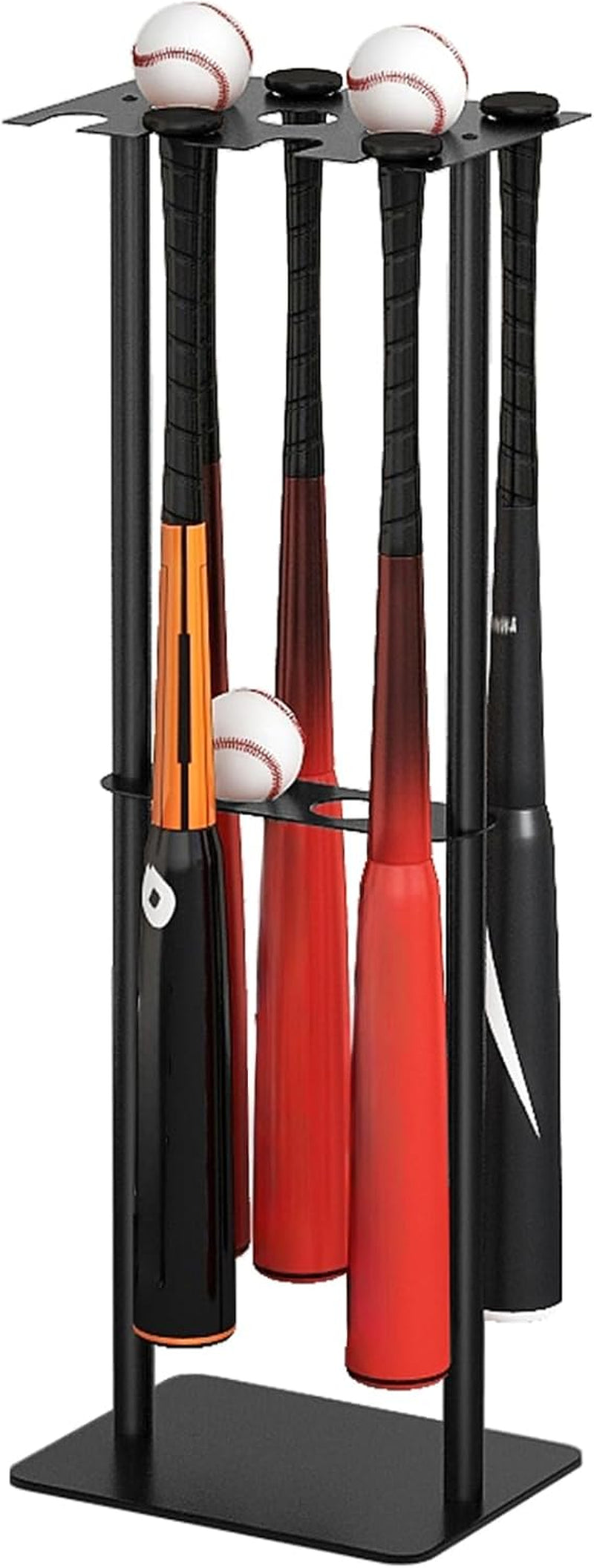 Baseball Bat Holder Stand, 8 Bats 5 Balls Softball Bat Display, Black | Free Standing, Baseball Storage Display, Living Room, Bedroom, Warehouse