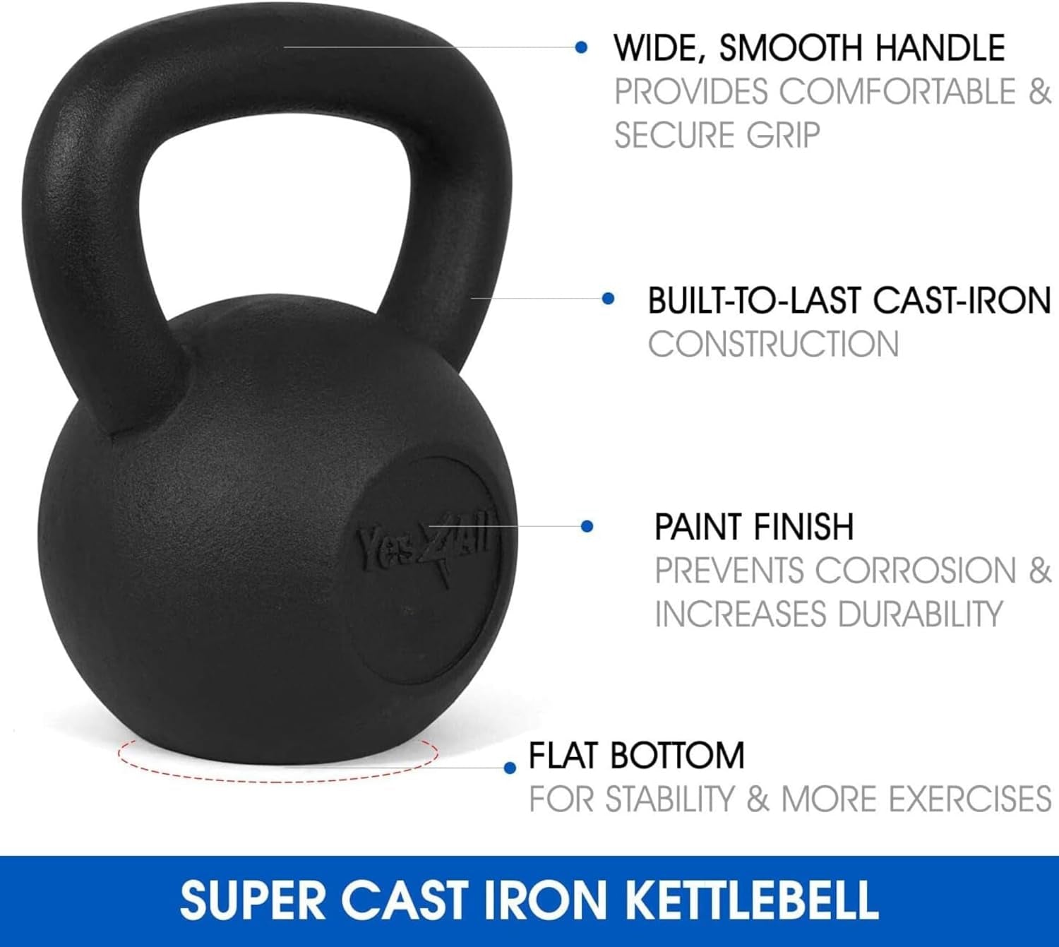 Kettlebell Sets, 5 - 10 - 15 - 20 - 25 - 30 LB Cast Iron Strength Training Kettlebells, Wide Handles & Flat Bottom, Multi-Level from Beginners to Pros for Strength Training & Home Gym