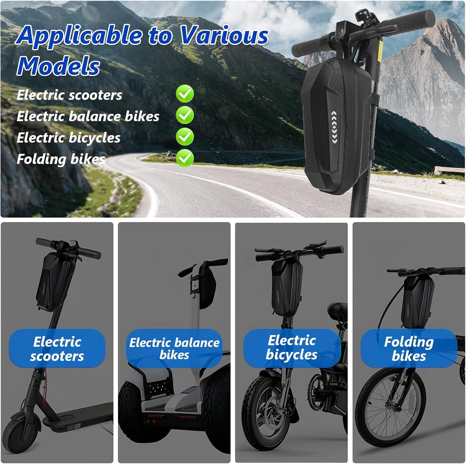 Electric Scooter Storage Bag, Hard Shell Front Bags, EVA Waterproof Scooter Front Carrying Bag, Handlebar Bag for Mijia M365 Pro Segway Ninebot E ES1/2/3/4