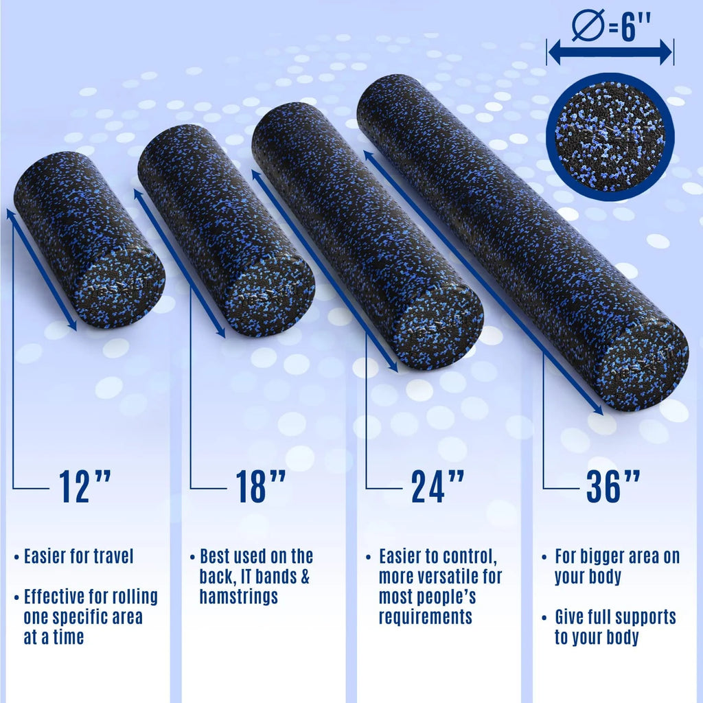 24Inch Exercise Foam Roller EPP Blue Speckled