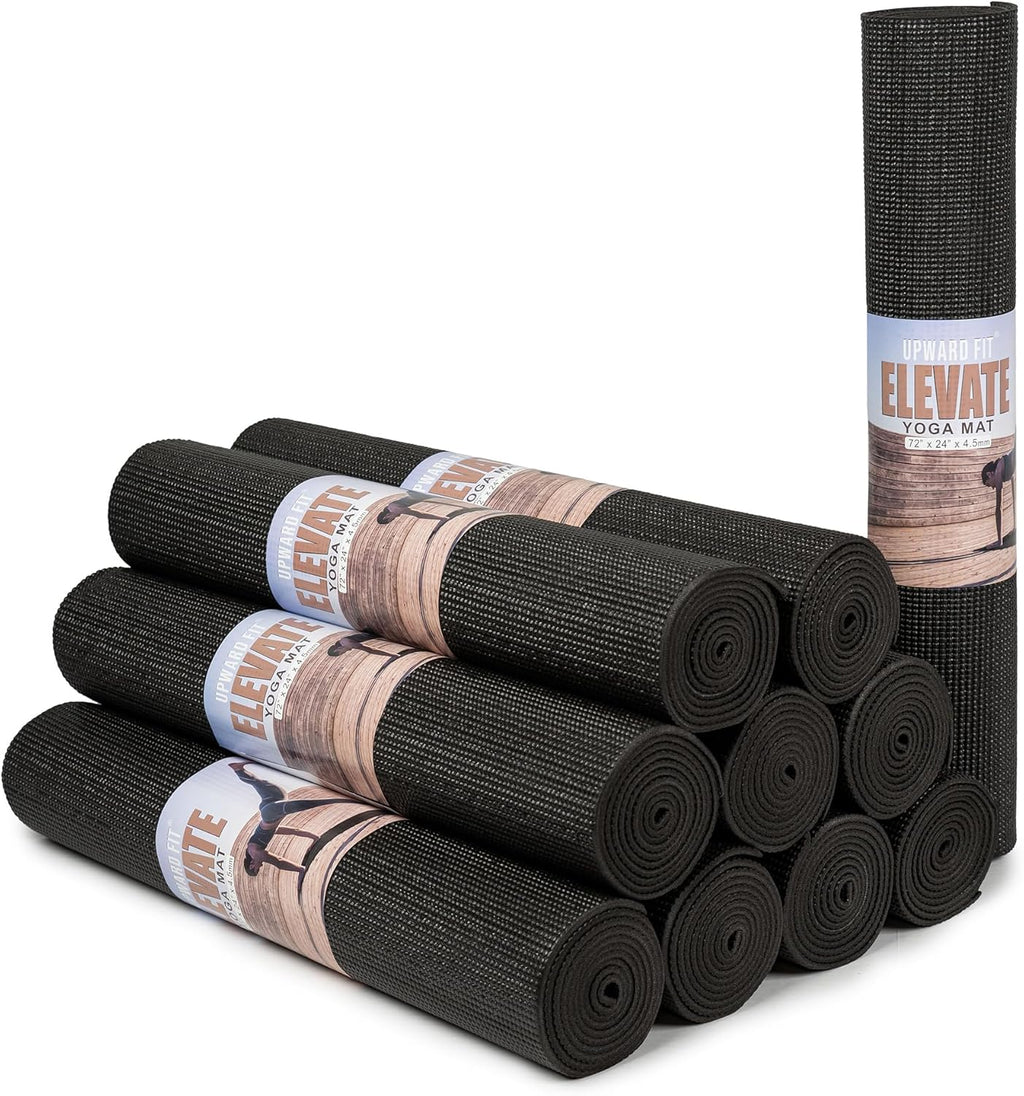 Elevate Yoga Mats, 10 Pack, 72" Long X 24" Wide, 4 Mm Thick, Non-Slip and Easy to Clean Gym Mats for Schools and Studios