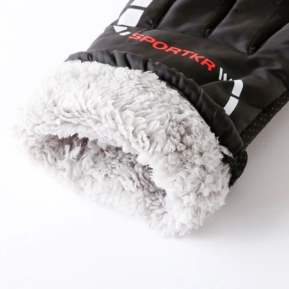 2PCS Men Waterproof Winter Cycling Gloves Windproof Outdoor Sport Cycling Gloves Riding Bicycle Riding Motorcycle Warm Gloves