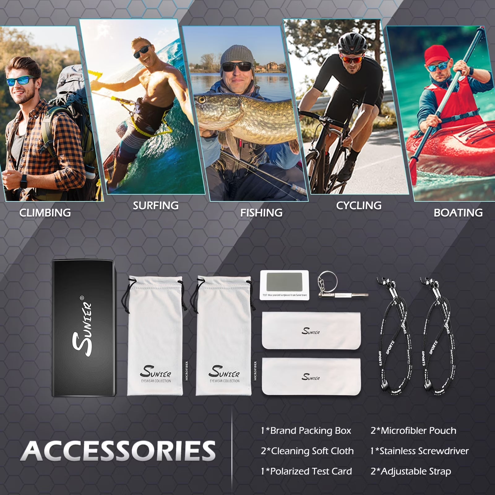 Sports Polarized Sunglasses for Cycling Driving Fishing 100% UV Protection
