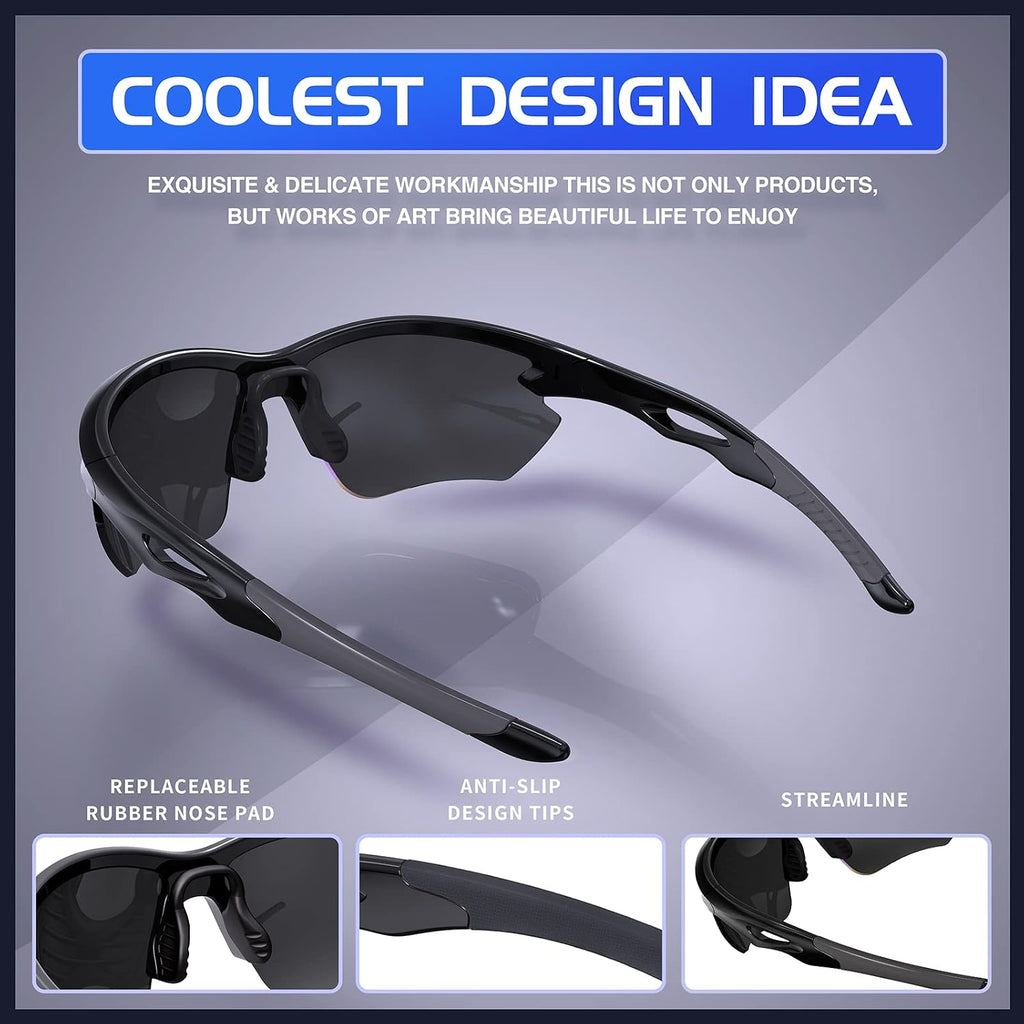 Sports Sunglasses Polarized for Men Women | Running Cycling Fishing, TR90 Unbreakable Frame, UV Protection, Z87