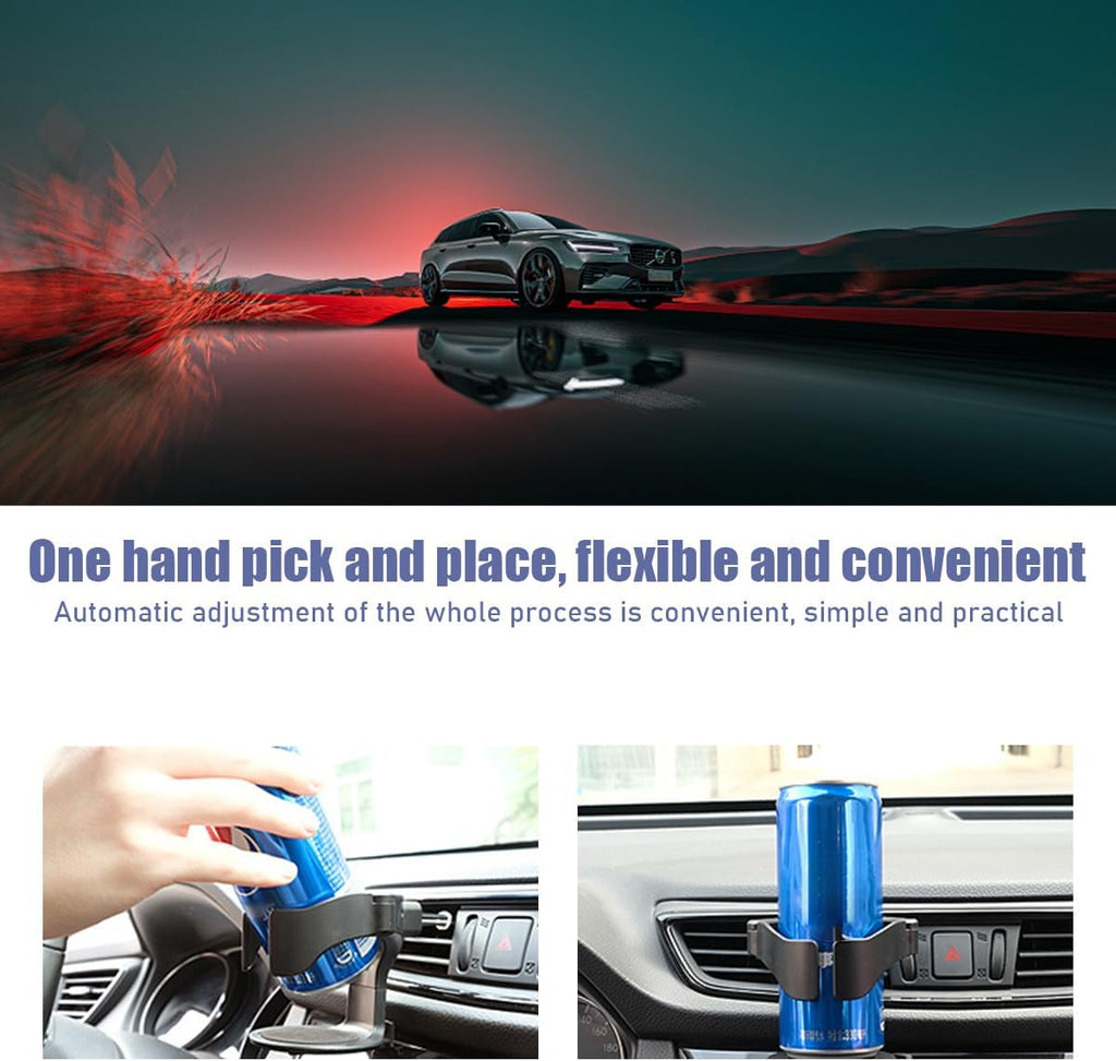 Cup Holder for Car Air Vent, Adjustable Auto Vent Cup Holder Expander with 3 Kinds Mounting Clips, A/C Vent Drink Holder Stand for Coffee, Water, Juice, Tea, Car Accessories