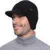 Winter Beanie with Brim & Ear Flaps, Fleece Lined Hat for Men Women | Ultra Soft Warm Extended Fleece, Stretchy Fit, Shields Sun/Rain/Snow, Cold Weather Gifts for Golf, Hiking, Daily Outdoor Work