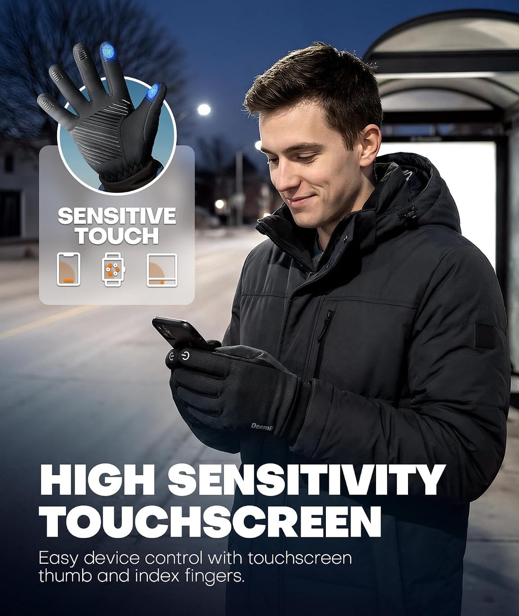 Winter Gloves Men Women Made with 3M Thinsulate, Lightweight Thermal Warm Gloves for Cold Weather with Touch Screen Fingers, Water Resistant Running Gloves for Cycling, Hiking, Driving
