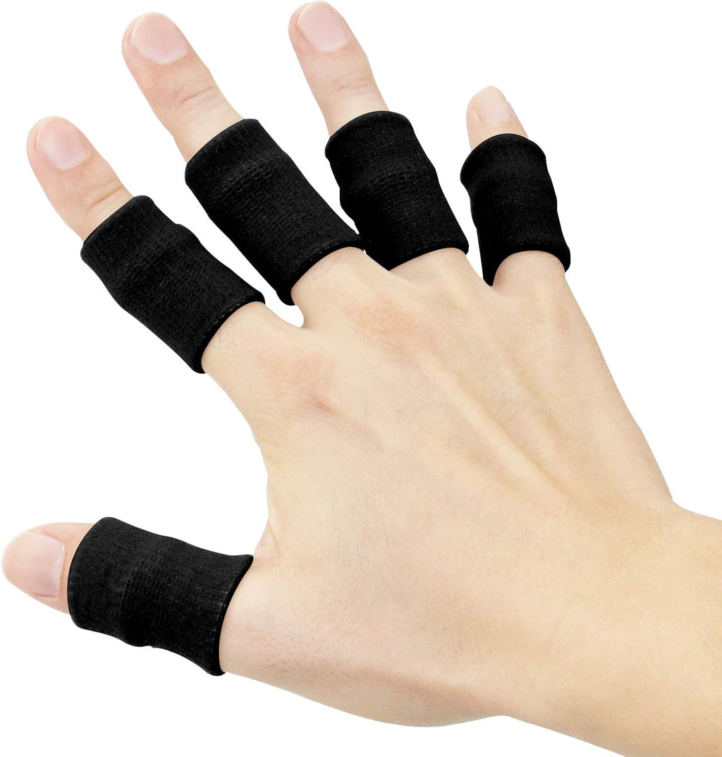 Finger Sleeves , Thumb Splint Brace for Finger Support, Breathable Elastic Finger Tape, Compression Pression Protector for Reliving Pain, Triggger Finger, Compression Aid for Sports, 10PCS (Black)