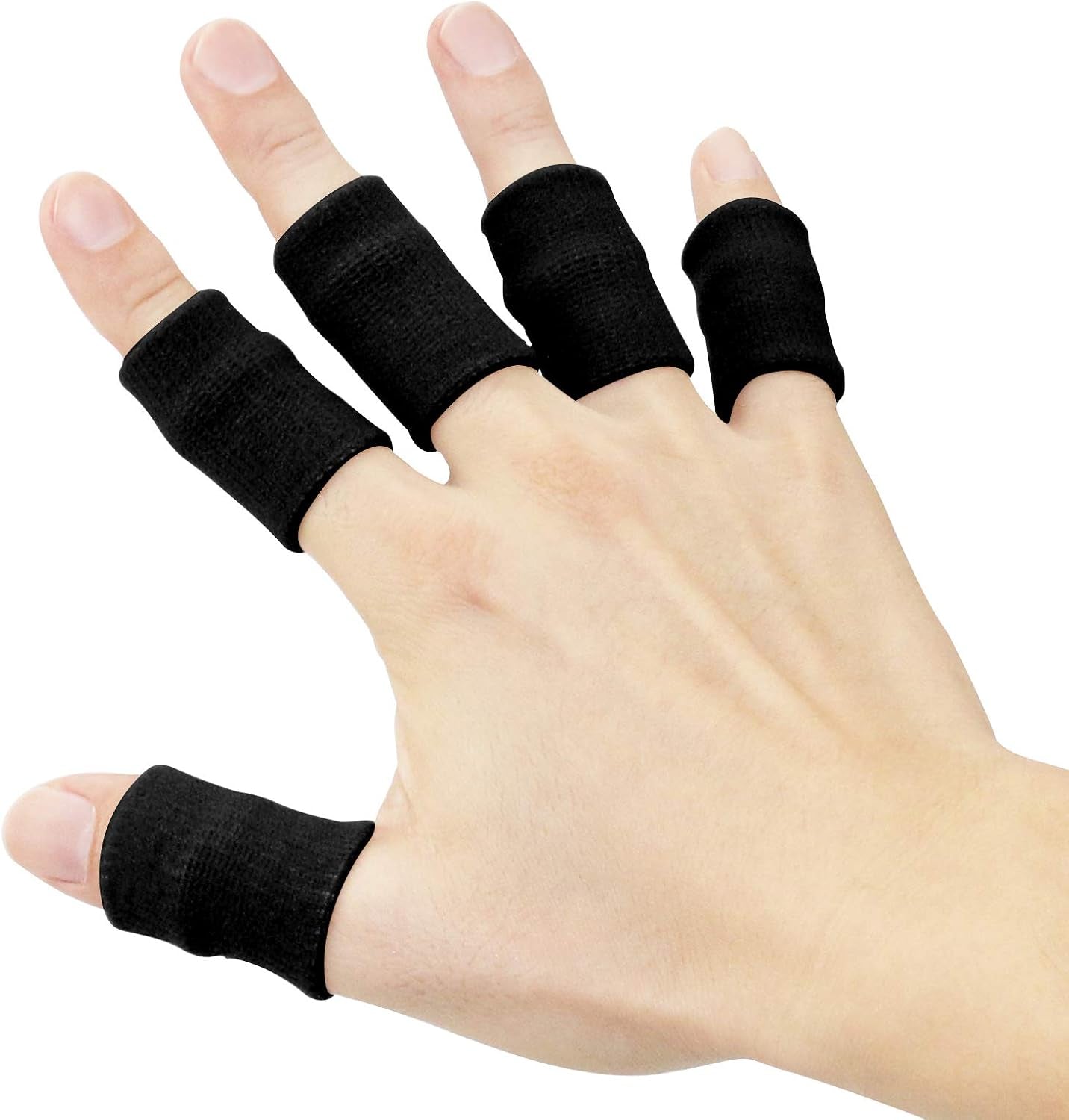 Finger Sleeves , Thumb Splint Brace for Finger Support, Breathable Elastic Finger Tape, Compression Pression Protector for Reliving Pain, Triggger Finger, Compression Aid for Sports, 10PCS (Black)