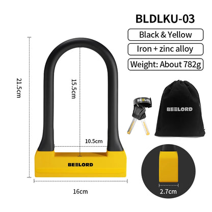 XUNTING Bicycle U-Shaped Lock Safety Lock for Bicycle Accessories for Motorcycle Electric Scooter Mountain and Road Bike Lock