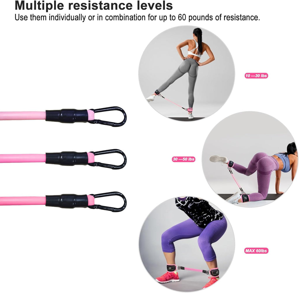 Ankle Resistance Bands with Cuffs: Women Ankle Strap Band for Working Out - Ankle Resistance Bands for Glutes Hip & Leg Butt Training Workout Exercise Equipment