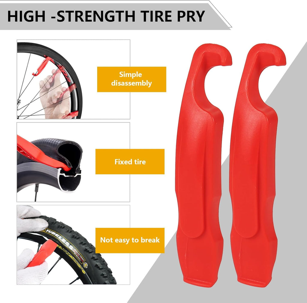 80Pcs Bike Tire Repair Kit, Self-Adhesive Bike Tire Patch Kit | Bike Tool Kit with Portable Storage Box and Valve Converter, Bike Repair Kit for Mountain Bikes, Commuter Bikes, Motorcycles
