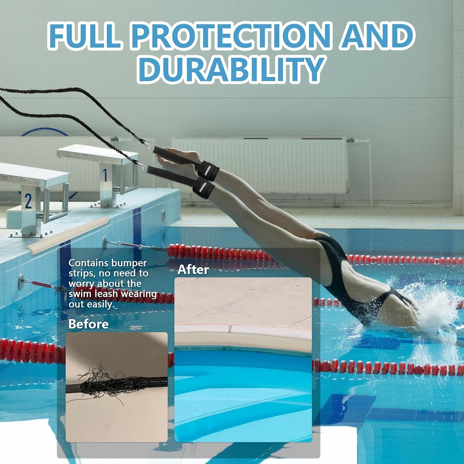 Swimming Training Belt - 4M Tether for Swim in Place, Stationary Harness, Aquatic Resistance Belt